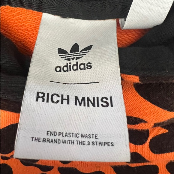 adidas Originals x Rich Mnisi Plus all over leopard print hoodie in orange 1X - Picture 7 of 10